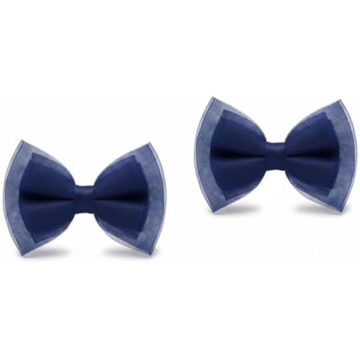 Pack of 2 Bow Hair Band Blue Fabric Metal Clip Hair Accessory for Girls - Image 5